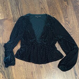 House of Harlow 1960 Emerald Green Velvet Blouse